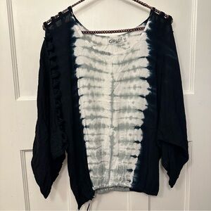 ⭐️ Girl Fish One Size (XL) Tie-Dye Blue/Black Women's Top